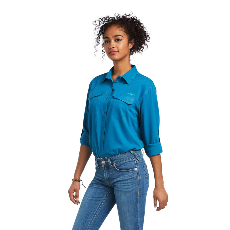 Ariat Hemden Damen - Outbound Venttek Stretch Blau ( KYWON-6591 )
